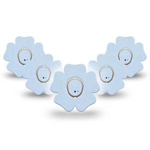 ExpressionMed Light Wash Jeans Dexcom G7 Flower Shape Tape, Dexcom Stelo Glucose Biosensor System, 5-Pack Tape and 5-Pack Sticker Solid Blue, Plaster CGM Design