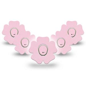 ExpressionMed Baby Pink Dexcom G7 Flower Shape Tape, Dexcom Stelo Glucose Biosensor System, 5-Pack Tape and 5-Pack Sticker Solid Color, Plaster CGM Design