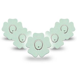 ExpressionMed Mint Green Dexcom G7 Flower Shape Tape, Dexcom Stelo Glucose Biosensor System, 5-Pack Tape and 5-Pack Sticker Basic Color, Plaster CGM Design