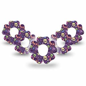 ExpressionMed Neon Skulls Dexcom G7 Flower Shape Tape, Dexcom Stelo Glucose Biosensor System, 5-Pack Tape Electric Colorful Skulls, Adhesive Tape CGM Design