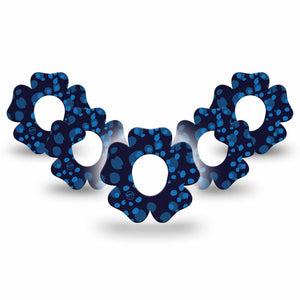ExpressionMed Blue Drops Dexcom G7 Flower Shape Tape, Dexcom Stelo Glucose Biosensor System, 5-Pack Tape Classy Navy Blue Drops, Adhesive Tape CGM Design