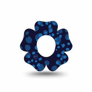 ExpressionMed Blue Drops Dexcom G7 Flower Shape Tape, Dexcom Stelo Glucose Biosensor System, Single Tape Circular Blue Shapes, Plaster CGM Design