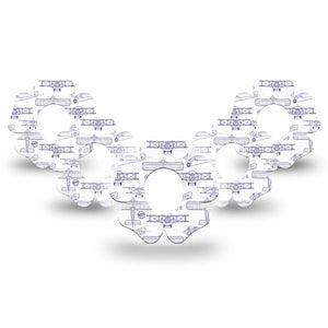 ExpressionMed Airplane Dexcom G7 Flower Shape Tape, Dexcom Stelo Glucose Biosensor System, 5-Pack Tape Navy Stenciled Planes, Adhesive Tape CGM Design