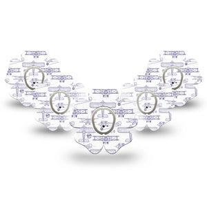 ExpressionMed Airplane Dexcom G7 Flower Shape Tape, Dexcom Stelo Glucose Biosensor System, 5-Pack Tape and 5-Pack Sticker Navy Stenciled Planes, Adhesive Tape CGM Design