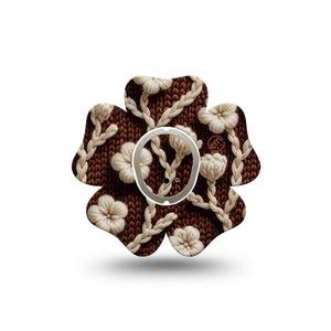 ExpressionMed Cozy Sweater Dexcom G7 Flower Shape Tape, Dexcom Stelo Glucose Biosensor System, Single Tape and Single Sticker Knitted Texure Inspired, Plaster CGM Design