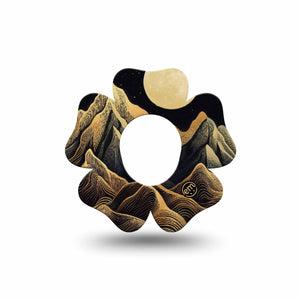 ExpressionMed Black Mountain Dexcom G7 Flower Shape Tape, Dexcom Stelo Glucose Biosensor System, Single Tape Full Moon Mountains, Plaster CGM Design
