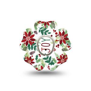 ExpressionMed Christmas Wreath Dexcom G7 Flower Shape Tape, Dexcom Stelo Glucose Biosensor System, Single Tape and Single Sticker Welcoming Holiday Garland, Overlay Patch CGM Design