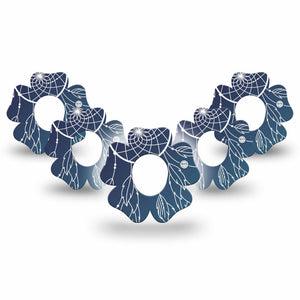 ExpressionMed Blue Dreamcatcher Dexcom G7 Flower Shape Tape, Dexcom Stelo Glucose Biosensor System, 5-Pack Tape Calm Catcher Plaster CGM Design