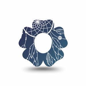 ExpressionMed Blue Dreamcatcher Dexcom G7 Flower Shape Tape, Dexcom Stelo Glucose Biosensor System, Single Tape Sacred Talisman Plaster CGM Design
