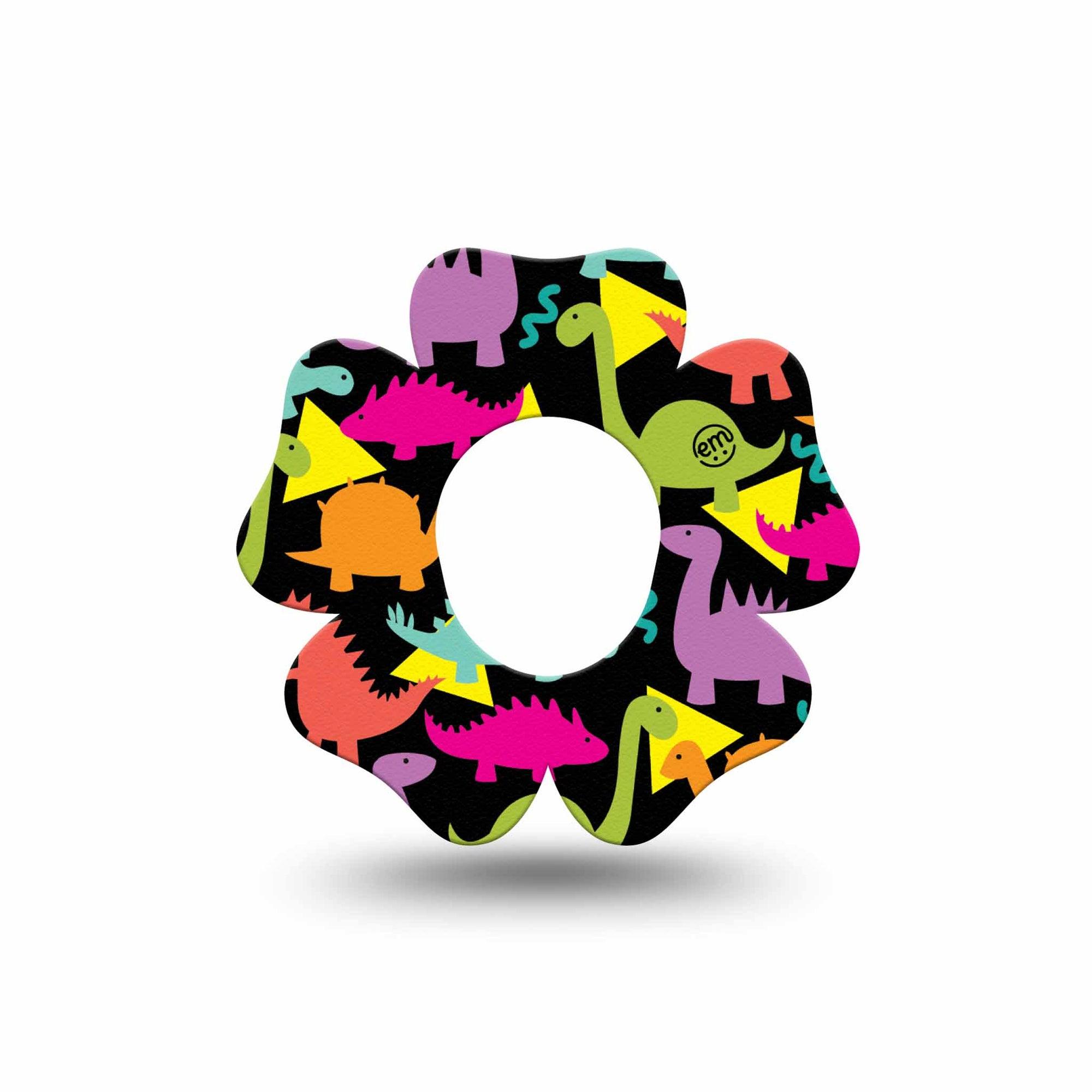ExpressionMed Delightful Dinos Dexcom G7 Flower Shape Tape, Dexcom Stelo Glucose Biosensor System, Single Tape Charming Creatures, Adhesive Tape CGM Design