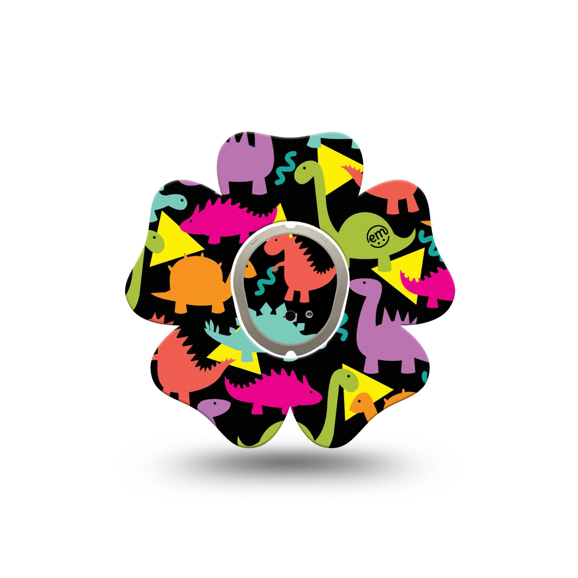 ExpressionMed Delightful Dinos Dexcom G7 Flower Shape Tape, Dexcom Stelo Glucose Biosensor System, Single Tape and Single Sticker Charming Creatures, Adhesive Tape CGM Design