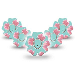 ExpressionMed Meditation Lotus Dexcom G7 Flower Shape Tape, Dexcom Stelo Glucose Biosensor System, 5-Pack Tape and 5-Pack Sticker Reflective Lotus, Adhesive Tape CGM Design