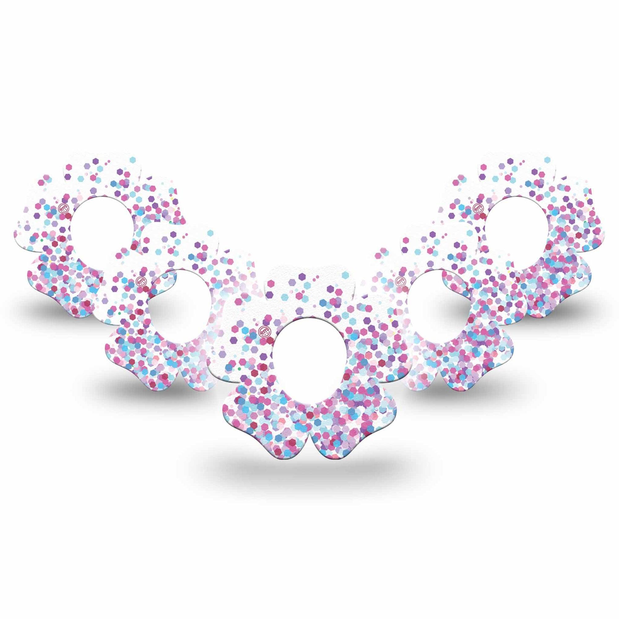 ExpressionMed Confetti Flower Dexcom G7 Tape, 5-Pack, Shimmering Glitters Themed, CGM Plaster Patch Design, Dexcom Stelo Glucose Biosensor System