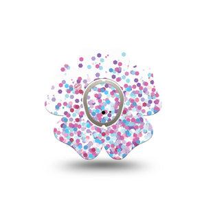 ExpressionMed Confetti Flower Dexcom G7 Tape, Single Sticker and Tape, Colored Glitters Themed, CGM Adhesive Patch Design, Dexcom Stelo Glucose Biosensor System
