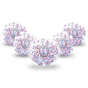 ExpressionMed Confetti Flower Dexcom G7 Tape, 5-Pack Sticker and Tape, Shimmering Glitters Themed, CGM Plaster Patch Design, Dexcom Stelo Glucose Biosensor System