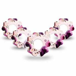 ExpressionMed Purple Bouquet Dexcom G7 Flower Shape Tape, Dexcom Stelo Glucose Biosensor System, 5-Pack Tape Elegant Bouquet, Adhesive Tape CGM Design