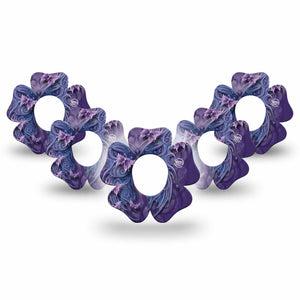 ExpressionMed Purple Butterfly Dexcom G7 Flower Shape Tape, Dexcom Stelo Glucose Biosensor System, 5-Pack Tape Mystic Butterfly, Adhesive Tape CGM Design