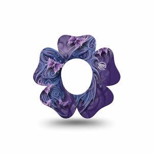 ExpressionMed Purple Butterfly Dexcom G7 Flower Shape Tape, Dexcom Stelo Glucose Biosensor System, Single Tape Purple Wings, Adhesive Tape CGM Design