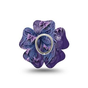ExpressionMed Purple Butterfly Dexcom G7 Flower Shape Tape, Dexcom Stelo Glucose Biosensor System, Single Tape Purple Wings, Adhesive Tape CGM Design with center sticker