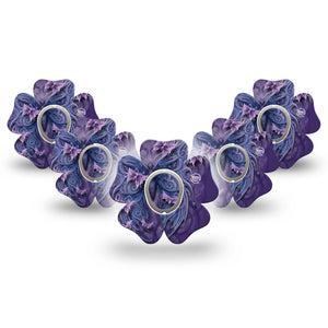 ExpressionMed Purple Butterfly Dexcom G7 Flower Shape Tape, Dexcom Stelo Glucose Biosensor System, 5-Pack Tape Mystic Butterfly, Adhesive Tape CGM Design with center stickers