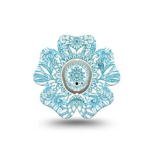 ExpressionMed Aqua Floral Dexcom G7 Flower Shape Tape, Dexcom Stelo Glucose Biosensor System, Single Tape Aqua Blooms Adhesive Tape CGM Design