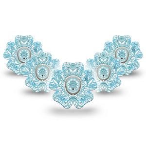 ExpressionMed Aqua Floral Dexcom G7 Flower Shape Tape, Dexcom Stelo Glucose Biosensor System, 5-Pack Tape Watercolor Florals Adhesive Tape CGM Design