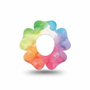 ExpressionMed Rainbow Clouds Flower Dexcom G7 Tape, Single, Watercolored Canvas Inspired, CGM Overlay Patch Design, Dexcom Stelo Glucose Biosensor System
