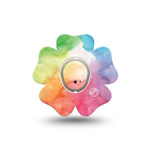ExpressionMed Rainbow Clouds Flower Dexcom G7 Tape, Single Tape and Sticker, Watercolored Canvas Inspired, CGM Overlay Patch Design, Dexcom Stelo Glucose Biosensor System