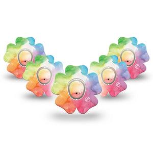 ExpressionMed  ExpressionMed Rainbow Clouds Flower Dexcom G7 Tape, 5-Pack Tape and 5-Pack Sticker, Rainbow Colors Inspired, Adhesive Patch Design, Dexcom Stelo Glucose Biosensor System