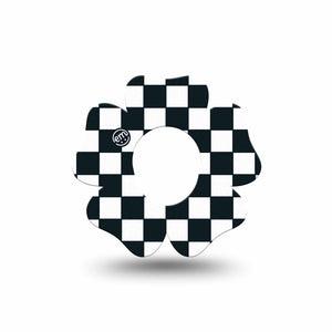 ExpressionMed Checkered Dexcom G7 Flower Shape Tape Single Tape Classic Checkered, Adhesive Patch Continuous Glucose Monitor Design