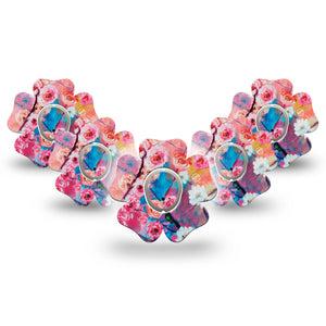 ExpressionMed Branching Out Dexcom G7 Flower Shape 5-Pack Tape, Outward Ventures Patch CGM Design, Dexcom Stelo Glucose Biosensor System with center stickers