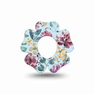 ExpressionMed Botanical Blooms Dexcom G7 Heart Shape Tape, Dexcom Stelo Glucose Biosensor System, Single Watercolored Flowers Overlay Patch CGM Design