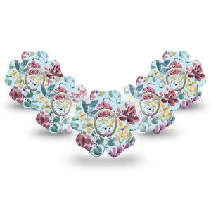 ExpressionMed Botanical Blooms Dexcom G7 Flower Shape Tape, Dexcom Stelo Glucose Biosensor System, 5-Pack Tape and 5-Pack Sticker Floral Paradise Adhesive Tape CGM Design