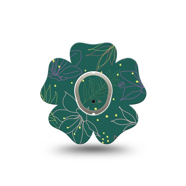 ExpressionMed Graphic Petals Dexcom G7 Flower Shape Tape, Dexcom Stelo Glucose Biosensor System, Single Tape and Single Sticker Artistic Blooms, Adhesive Tape CGM Design