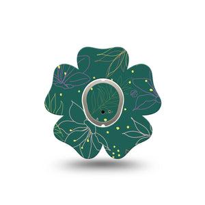 ExpressionMed Graphic Petals Dexcom G7 Flower Shape Tape, Dexcom Stelo Glucose Biosensor System, Single Tape and Single Sticker Artistic Blooms, Adhesive Tape CGM Design