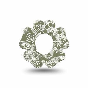 ExpressionMed Olive Henna Dexcom G7 Flower Shape Tape, Dexcom Stelo Glucose Biosensor System, Single Tape Organic Color, Adhesive Tape CGM Design