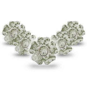 ExpressionMed Olive Henna Dexcom G7 Flower Shape Tape, Dexcom Stelo Glucose Biosensor System, 5-Pack Tape and 5-Pack Sticker Olive Henna, Adhesive Tape CGM Design