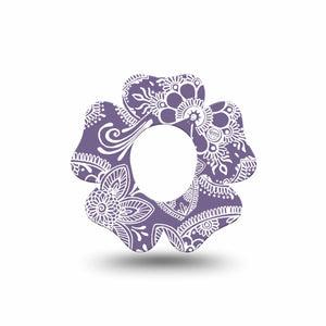 ExpressionMed Purple Henna Dexcom G7 Flower Shape Tape, Dexcom Stelo Glucose Biosensor System, Single Tape Henna Tattoo, Adhesive Tape CGM Design