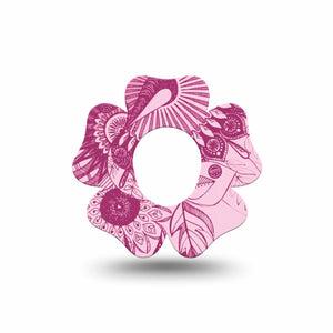 ExpressionMed Magenta Dani Dexcom G7 Flower Shape Tape, Dexcom Stelo Glucose Biosensor System, Single Tape Stylish Dani, Adhesive Tape CGM Design