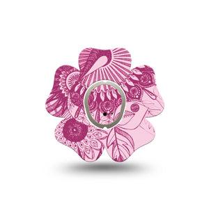 ExpressionMed Magenta Dani Dexcom G7 Flower Shape Tape, Dexcom Stelo Glucose Biosensor System, Single Tape and Single Sticker Dani Collection, Adhesive Tape CGM Design