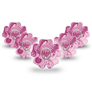 ExpressionMed Magenta Dani Dexcom G7 Flower Shape Tape, Dexcom Stelo Glucose Biosensor System, 5-Pack Tape and 5-Pack Sticker Dani Style, Adhesive Tape CGM Design