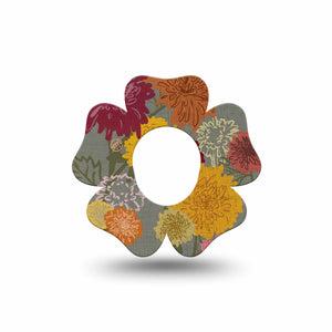 ExpressionMed Chrysanthemums Dexcom G7 Flower Shape Tape, Dexcom Stelo Glucose Biosensor System, Single Colorful Flowers Inspired Adhesive Tape CGM Design