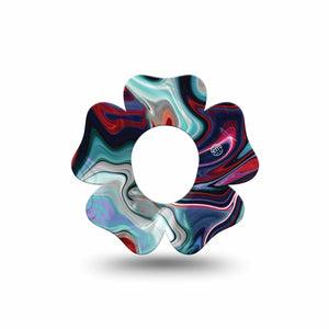 ExpressionMed Moody Marble Dexcom G7 Flower Shape Tape, Dexcom Stelo Glucose Biosensor System, Single Tape Marbled Texture Adhesive Tape CGM Design