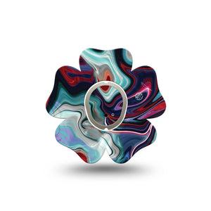 ExpressionMed Moody Marble Dexcom G7 Flower Shape Tape, Dexcom Stelo Glucose Biosensor System, Single Tape Marbled Texture Adhesive Tape CGM Design with center sticker
