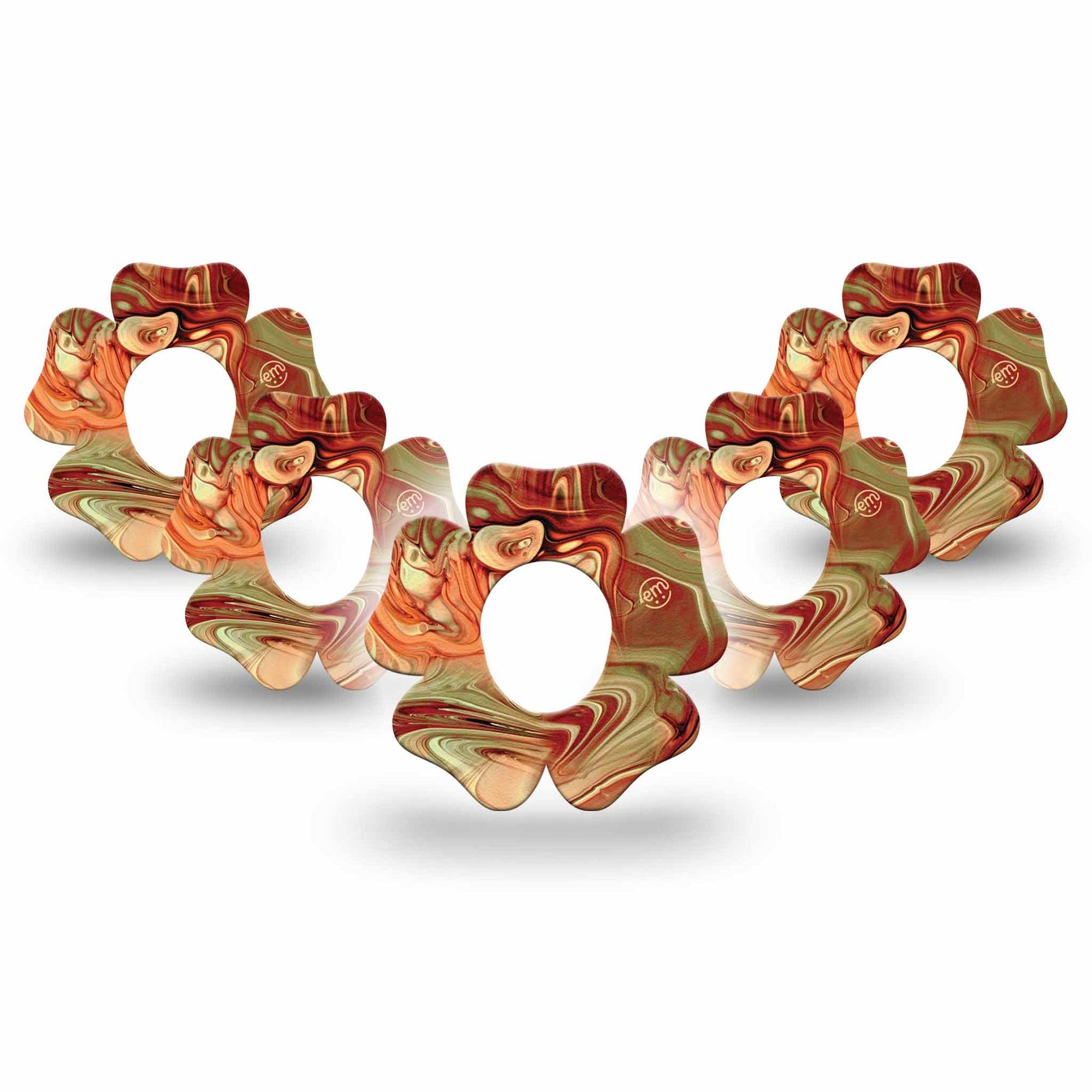 ExpressionMed Rustic Marble Dexcom G7 Flower Shape Tape, Dexcom Stelo Glucose Biosensor System, 5-Pack Vintage Charm Adhesive Tape CGM Design