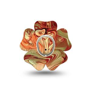 ExpressionMed Rustic Marble Dexcom G7 Flower Shape Tape, Dexcom Stelo Glucose Biosensor System, Single Tape Aged Surface Adhesive Tape CGM Design with center sticker