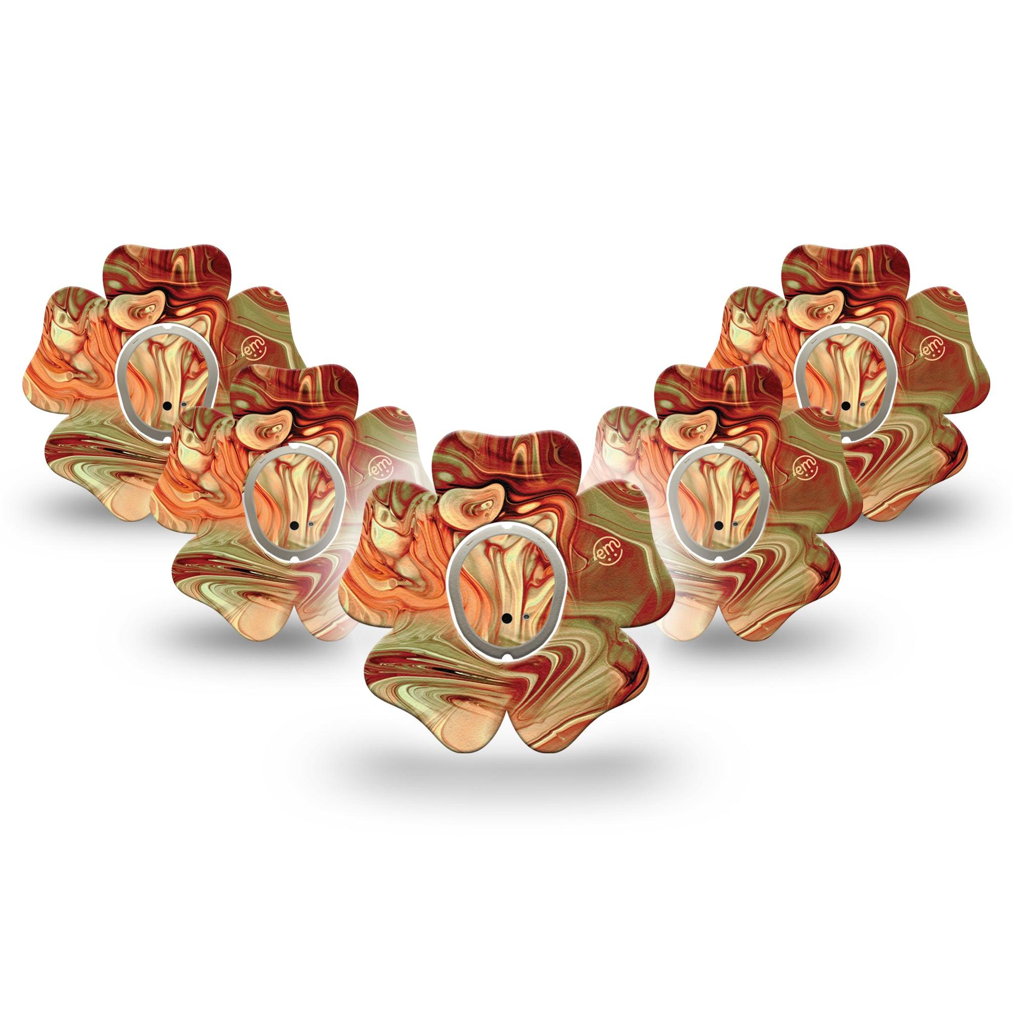 ExpressionMed Rustic Marble Dexcom G7 Flower Shape Tape, Dexcom Stelo Glucose Biosensor System, 5-Pack Vintage Charm Adhesive Tape CGM Design with center stickers