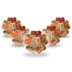 ExpressionMed Rustic Marble Dexcom G7 Flower Shape Tape, Dexcom Stelo Glucose Biosensor System, 5-Pack Vintage Charm Adhesive Tape CGM Design with center stickers