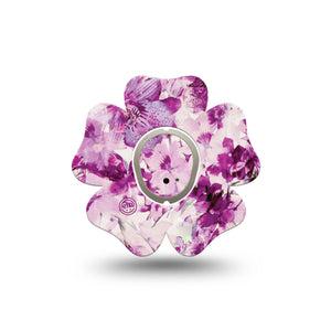 ExpressionMed Violet Orchids Flower Dexcom G7 Tape, Single, Floral Silhouette Themed, CGM Plaster Patch Design, Dexcom Stelo Glucose Biosensor System with center sticker