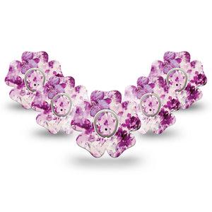 ExpressionMed Violet Orchids Flower Dexcom G7 Tape, 5-Pack, Translucent Florals Inspired, CGM Adhesive Patch Design, Dexcom Stelo Glucose Biosensor System with center stickers